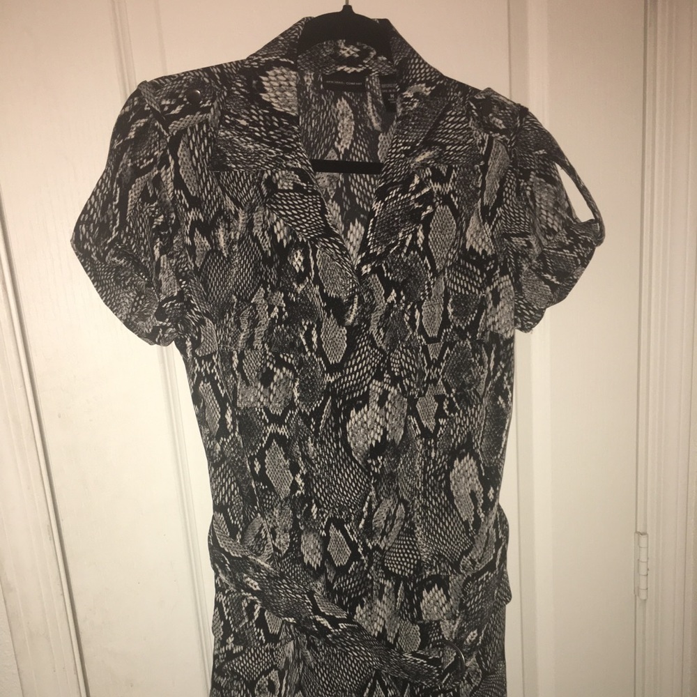 Snake Print Short-Sleeve Shirt Dress
